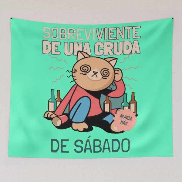 Item preview, Sobreviviente Cruda De Sabado Cat Meme designed and sold by GenZFashion000.