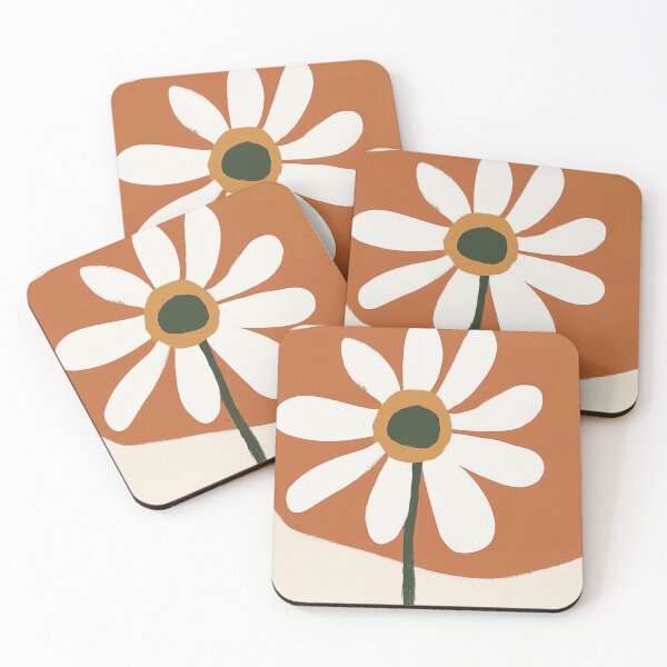 Item preview, Abstract White Flower Art – Modern Botanical with Checkerboard designed and sold by AtlantiqArt.