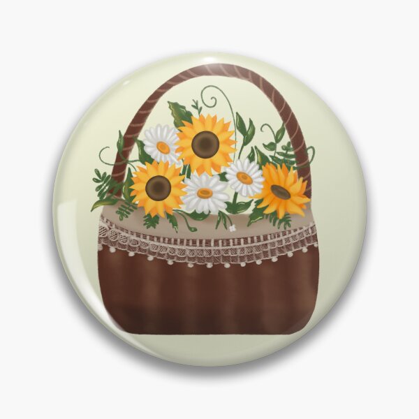 Item preview, Basket with sunflowers and daisies designed and sold by tornasolhaze.