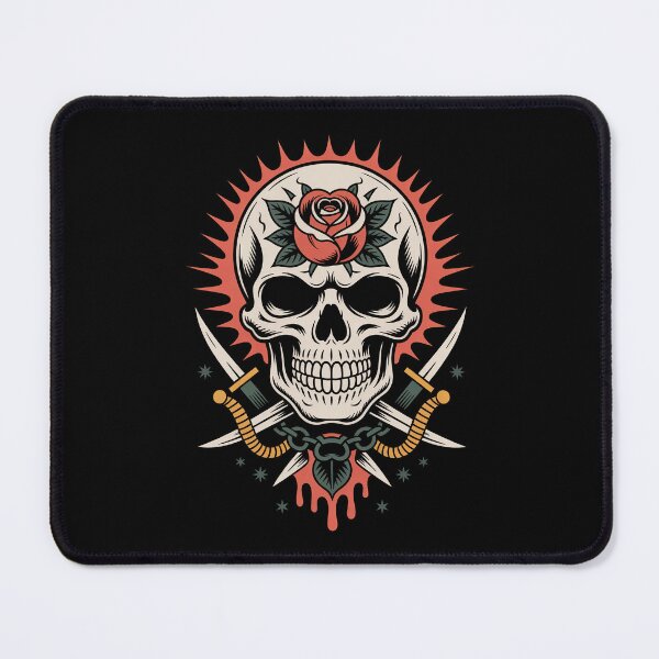 Item preview, Skull With Rose Crossed Daggers Traditional Tattoo Style designed and sold by Say It With Ink.