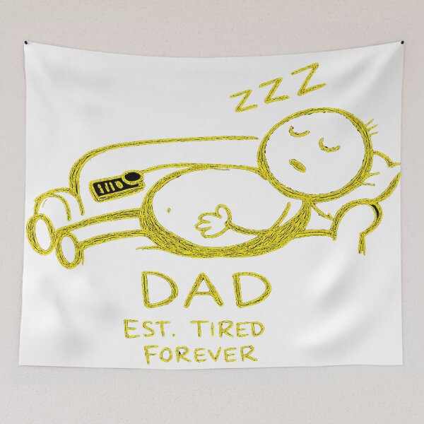 Item preview, Funny DAD EST. TIRED FOREVER Sleeping on Couch Doodle -Yellow Edition designed and sold by Arbacus.
