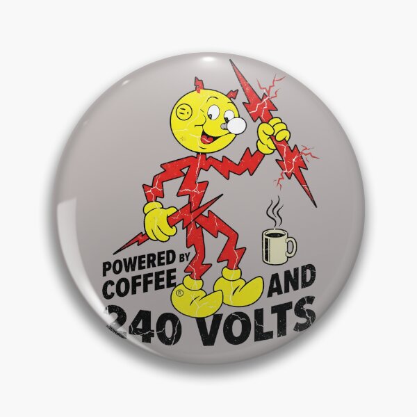 Item preview, Reddy Kilowatt Powered By Coffee And 240 Volts | Vintage Electrician Decal | Utility Worker Gift | High Voltage Retro Cartoon designed and sold by VectorJoy.