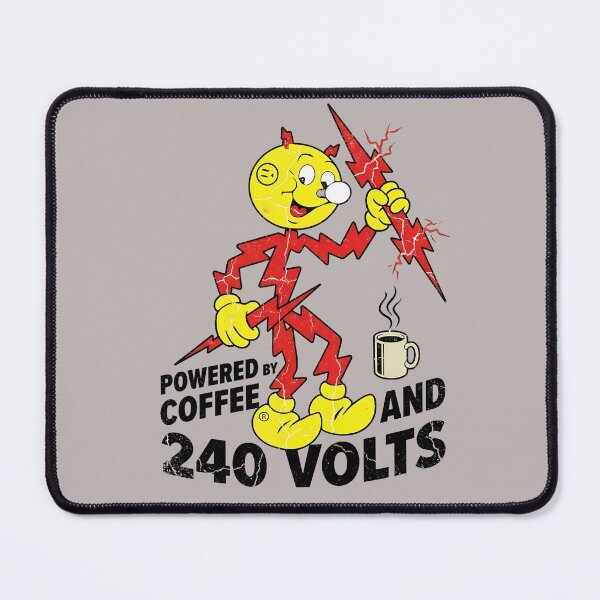 Item preview, Reddy Kilowatt Powered By Coffee And 240 Volts | Vintage Electrician Decal | Utility Worker Gift | High Voltage Retro Cartoon designed and sold by VectorJoy.