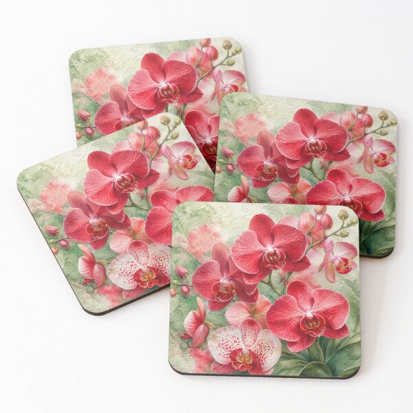 Item preview, Red Orchid Garden with Elegant Green Botanical Glow designed and sold by scicilysimonee.