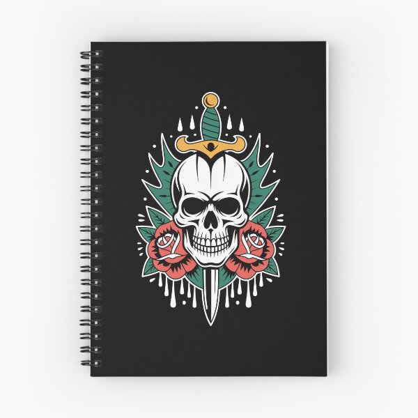 Item preview, Grinning Skull Dagger and Roses Old School Tattoo Art designed and sold by Say It With Ink.