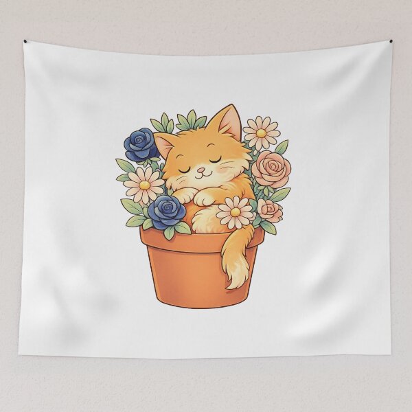 Item preview, Cat Floral Tee — Cute Flower Cat Illustration designed and sold by SoftSproutstu.