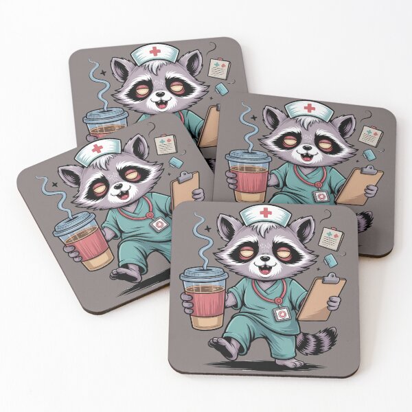 Item preview, Night Shift Goblin Nurse Sticker | Exhausted Raccoon Nurse Funny Healthcare Worker Gift designed and sold by VectorJoy.