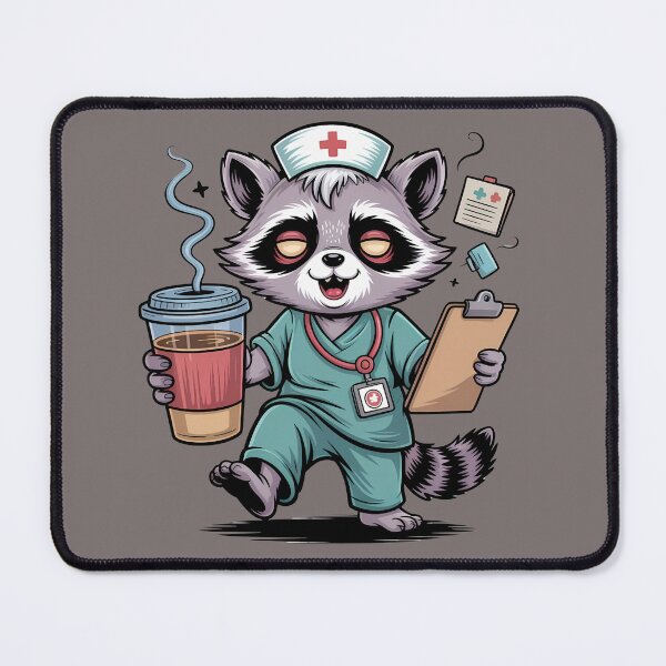 Item preview, Night Shift Goblin Nurse Sticker | Exhausted Raccoon Nurse Funny Healthcare Worker Gift designed and sold by VectorJoy.