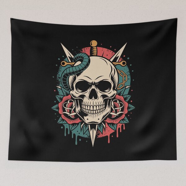 Item preview, Ram Horn Skull Dagger Grunge Gothic Skull Art Gift designed and sold by Say It With Ink.