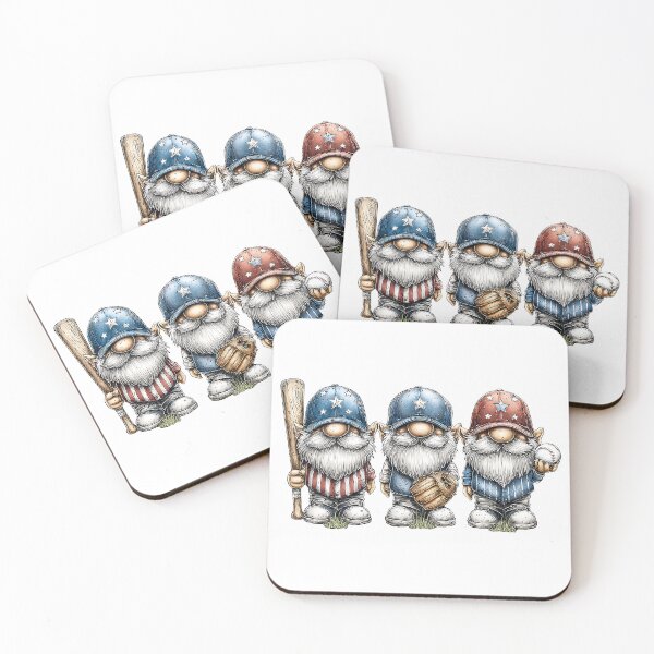 Item preview, Patriotic Baseball Gnomes Red White Blue Trio designed and sold by Boddicca.