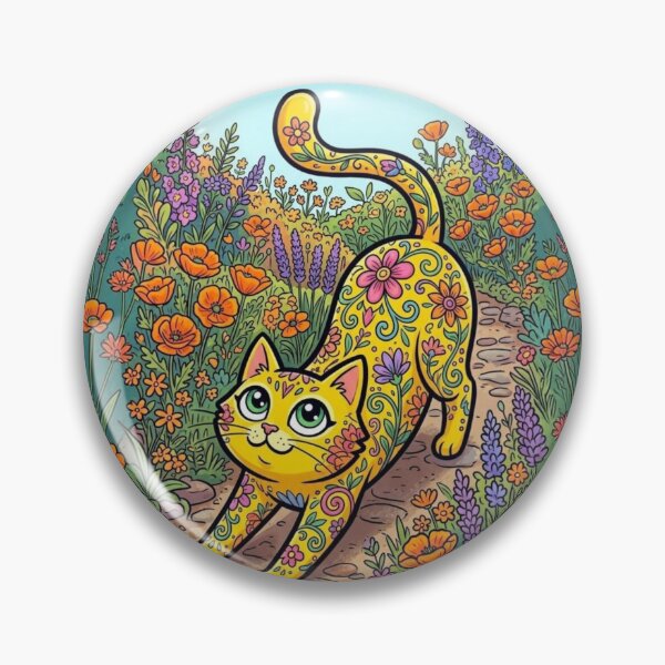 Item preview, Yellow cat with green eyes stretching joyfully designed and sold by Art-spree.