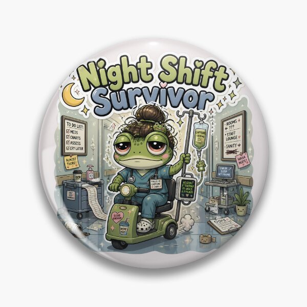 Item preview, Night Shift Survivor Frog Nurse Sticker | Cute Burnout Nurse Aesthetic designed and sold by VectorJoy.