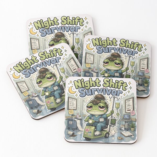 Item preview, Night Shift Survivor Frog Nurse Sticker | Cute Burnout Nurse Aesthetic designed and sold by VectorJoy.