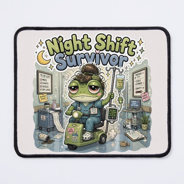 Item preview, Night Shift Survivor Frog Nurse Sticker | Cute Burnout Nurse Aesthetic designed and sold by VectorJoy.