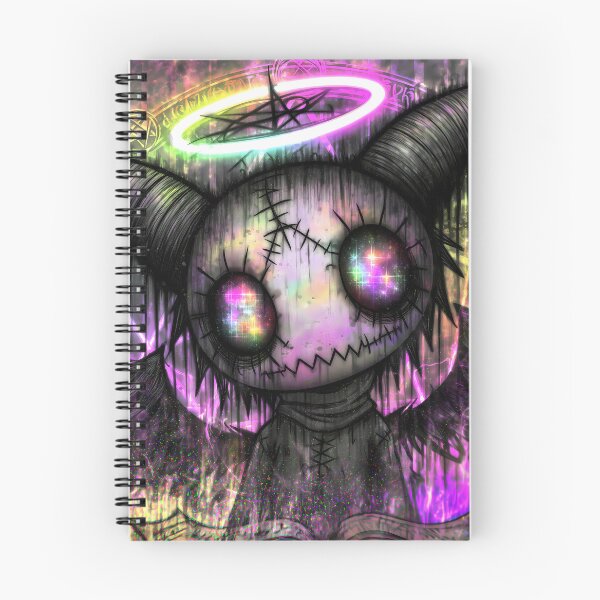 Item preview, Stitched Demon Cat with Glowing Halo Dark Witchy Neon Art designed and sold by DonaldWaltersxx.