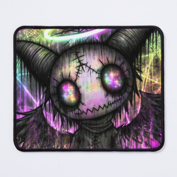 Item preview, Stitched Demon Cat with Glowing Halo Dark Witchy Neon Art designed and sold by DonaldWaltersxx.