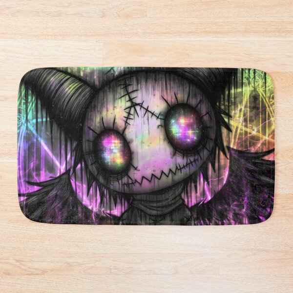 Item preview, Stitched Demon Cat with Glowing Halo Dark Witchy Neon Art designed and sold by DonaldWaltersxx.