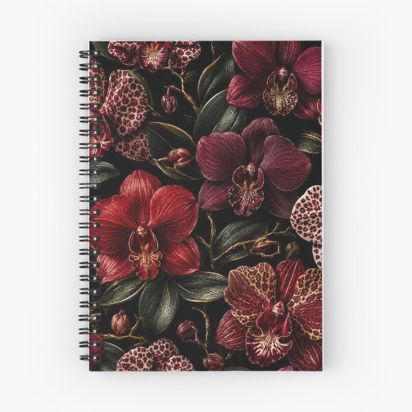 Artikelvorschau, Burgunderfarbenes Orchideenmuster mit dunklem Blumenmuster entworfen und verkauft von scicilysimonee.
