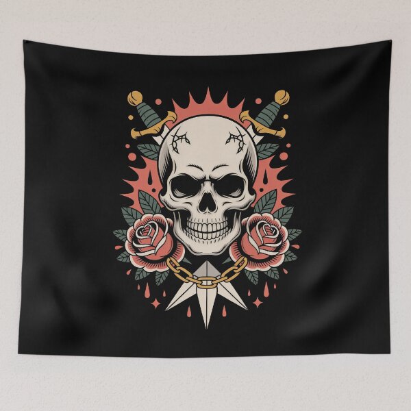 Item preview, Barbed Wire Crown Skull Crossed Daggers Roses Skull Gift designed and sold by Say It With Ink.