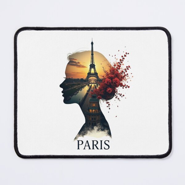 Item preview, Eiffel Tower Paris Double Exposure Woman Silhouette Art Print designed and sold by Panom Suavichien.
