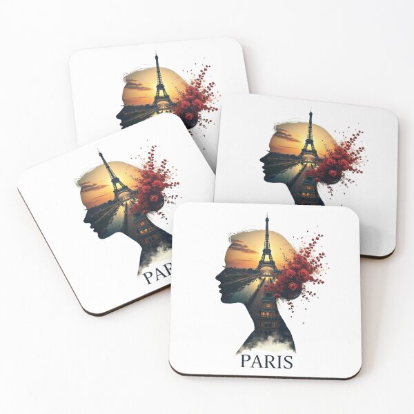 Item preview, Eiffel Tower Paris Double Exposure Woman Silhouette Art Print designed and sold by Panom Suavichien.