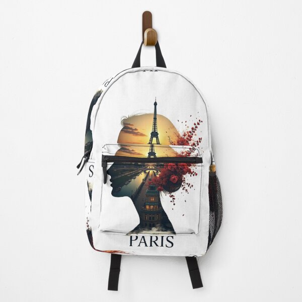 Item preview, Eiffel Tower Paris Double Exposure Woman Silhouette Art Print designed and sold by Panom Suavichien.