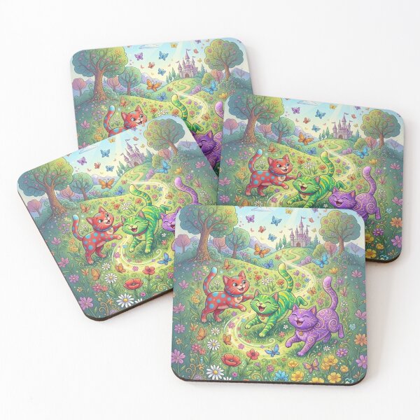 Item preview, Three colorful cartoon cats playing designed and sold by Art-spree.