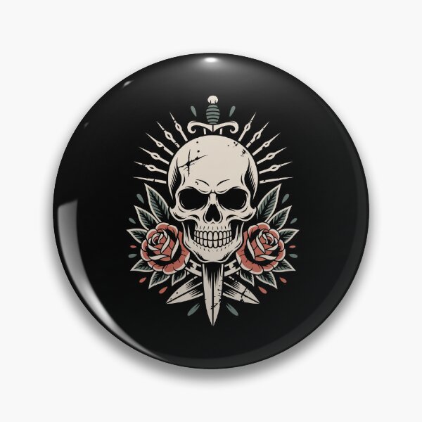 Item preview, Vintage Skull Dagger Roses Weathered Traditional Tattoo Art designed and sold by Say It With Ink.
