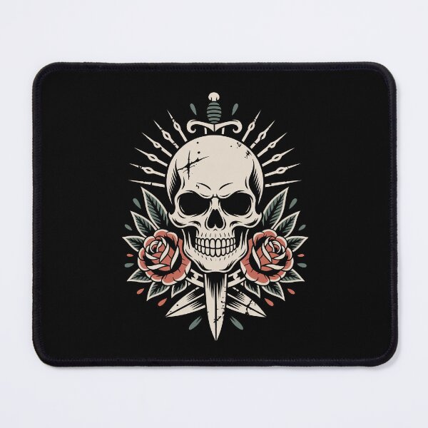 Item preview, Vintage Skull Dagger Roses Weathered Traditional Tattoo Art designed and sold by Say It With Ink.