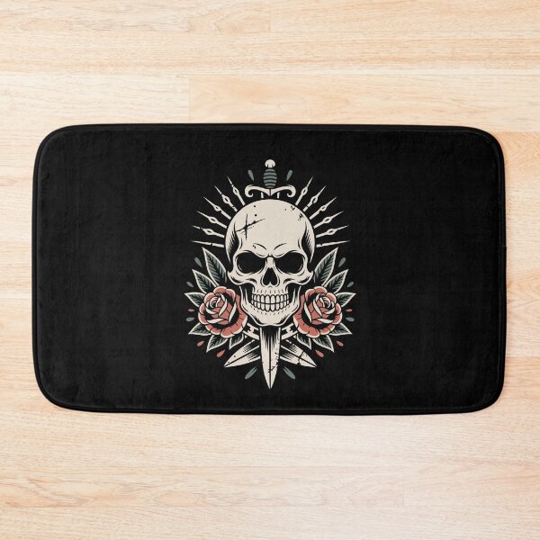 Item preview, Vintage Skull Dagger Roses Weathered Traditional Tattoo Art designed and sold by Say It With Ink.