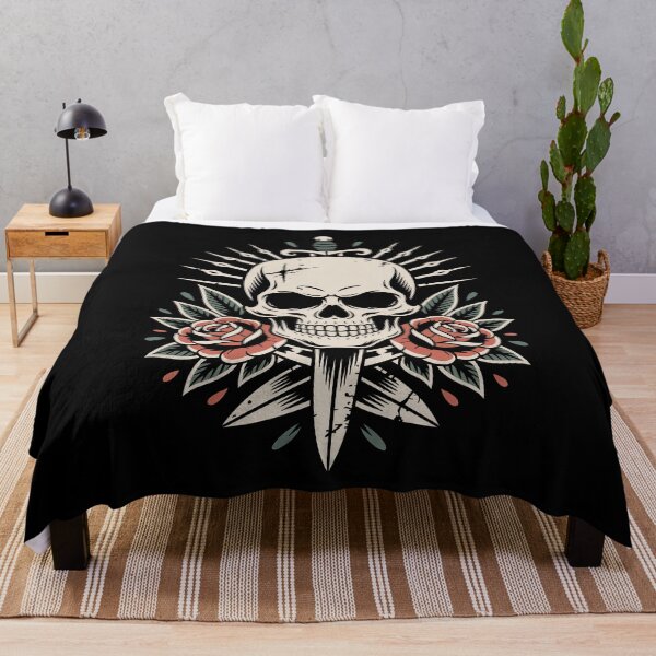 Item preview, Vintage Skull Dagger Roses Weathered Traditional Tattoo Art designed and sold by Say It With Ink.