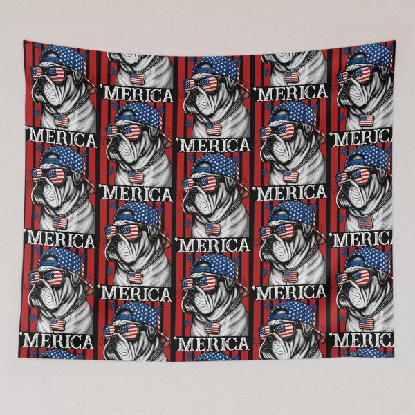 Item preview, Merica Bulldog ,Funny Patriotic Dog ,American Flag Bulldog ,Retro 4th Of July Tee, USA Puppy Lover designed and sold by Jeen Couse Drawing 2026.