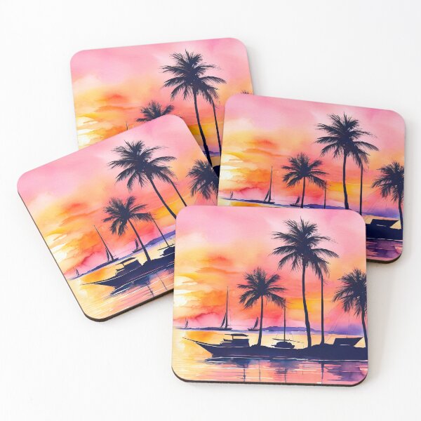Item preview, Tropical Sunset Ocean Cove With Sailboats Digital Art  designed and sold by DEC02.