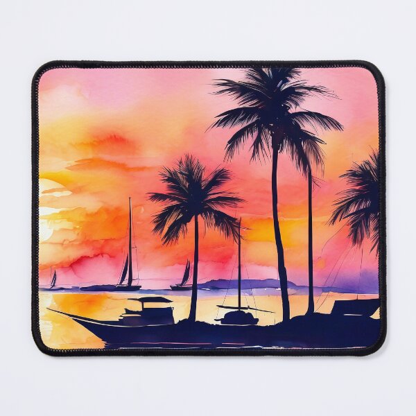 Item preview, Tropical Sunset Ocean Cove With Sailboats Digital Art designed and sold by DEC02.