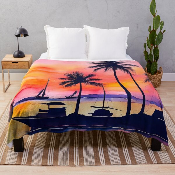 Item preview, Tropical Sunset Ocean Cove With Sailboats Digital Art  designed and sold by DEC02.