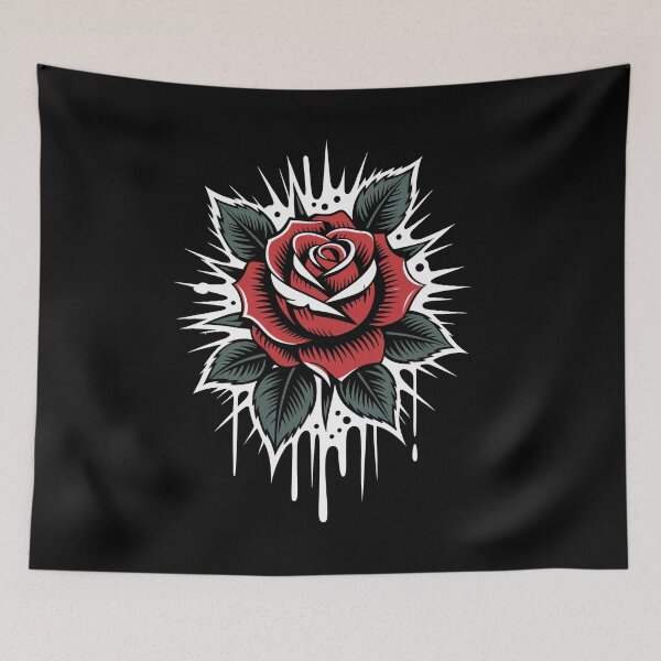 Item preview, Gothic Rose Tattoo Style Drip Art Floral Design designed and sold by Say It With Ink.