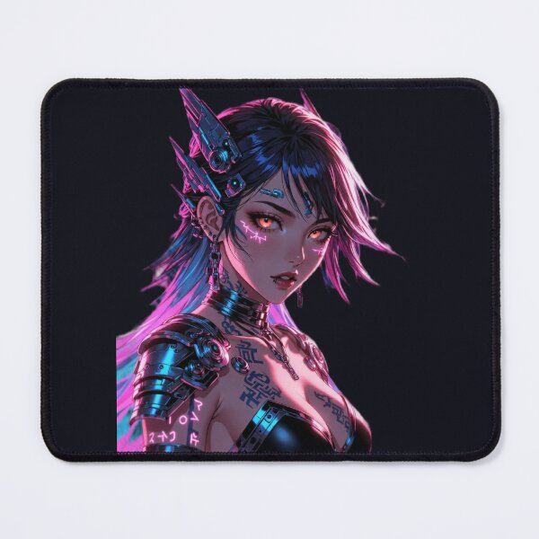 Item preview, Cyberpunk Neon Tech Siren – Glowing Orange Eyes & Cyber Tattoos designed and sold by RadaQueen.
