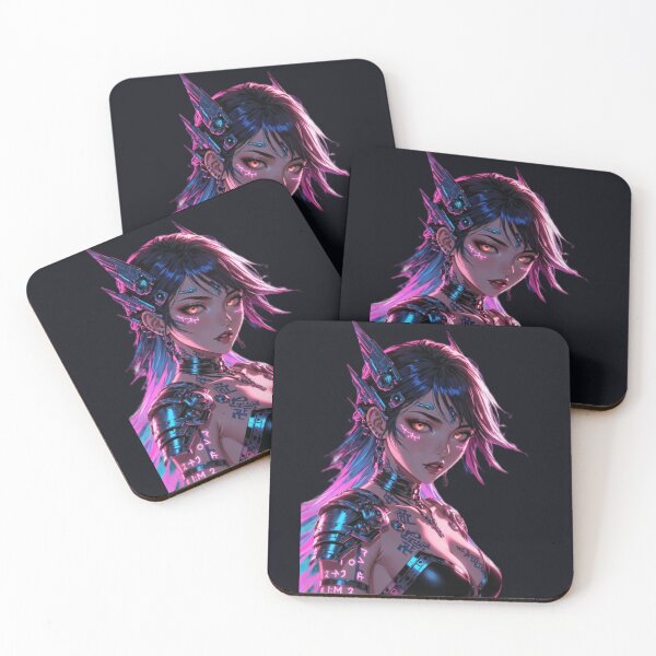 Item preview, Cyberpunk Neon Tech Siren – Glowing Orange Eyes & Cyber Tattoos designed and sold by RadaQueen.