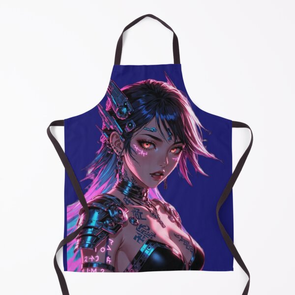 Item preview, Cyberpunk Neon Tech Siren – Glowing Orange Eyes & Cyber Tattoos designed and sold by RadaQueen.