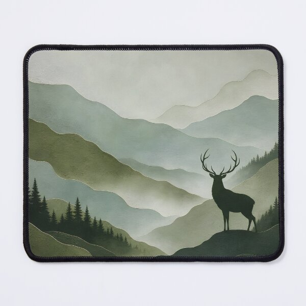 Item preview, Jade and Moss Green Misty Forest Stag designed and sold by Glitchart66.