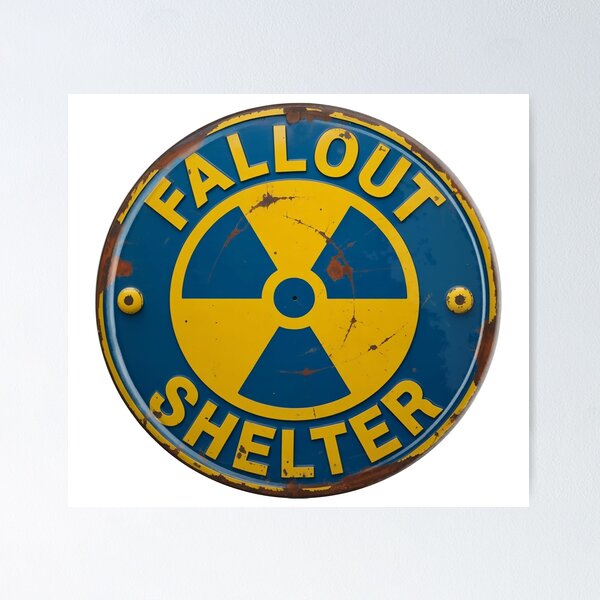 Item preview, Fallout Shelter Sign – Cold War Nuclear Shelter Symbol designed and sold by PIXEL POP DESIGNS - Beyond the Norm!.