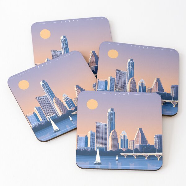Item preview, Austin Texas Art Illustration Modern Cityscape Cultural Landmark Design designed and sold by ArtsyGlaze.