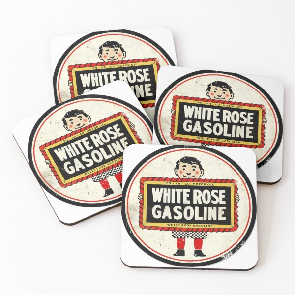 Item preview, White Rose Gasoline Vintage Sign – Retro Gas Station & Petroleum Advertising designed and sold by PIXEL POP DESIGNS - Beyond the Norm!.