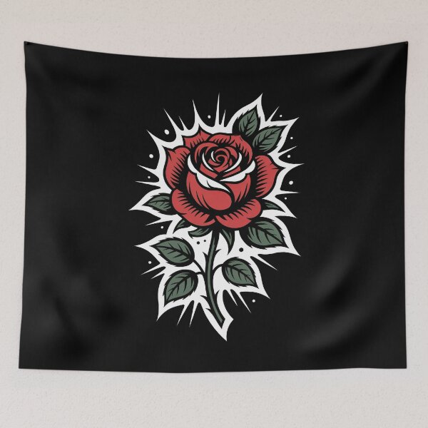 Item preview, Single Curved Rose Gothic Background Tattoo Art Floral designed and sold by Say It With Ink.