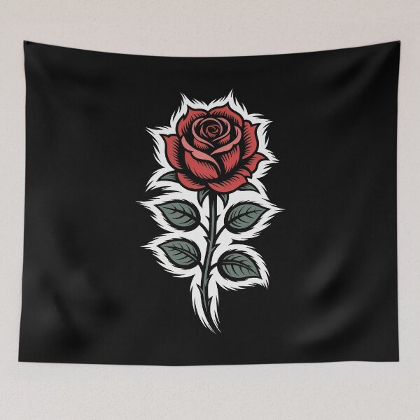 Item preview, Single Gothic Rose Feathered Background Dark Tattoo Art designed and sold by Say It With Ink.