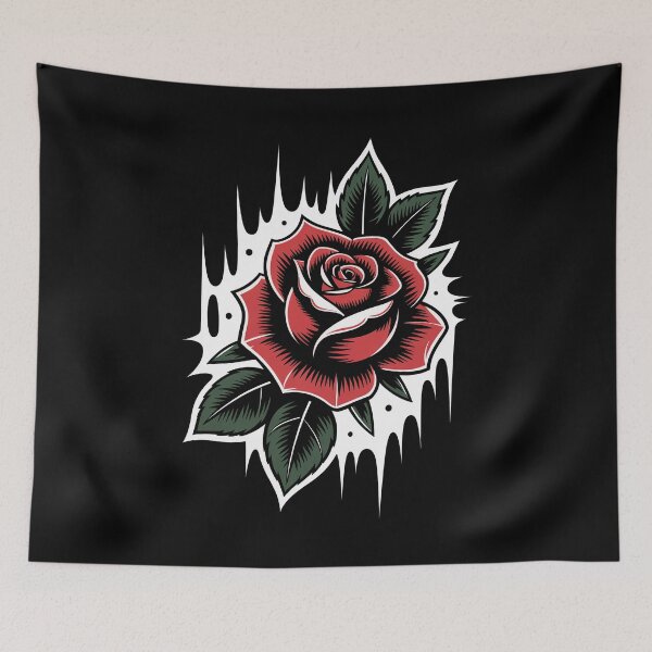 Item preview, Single Rose Head Gothic Background Tattoo Floral Dark Art designed and sold by Say It With Ink.