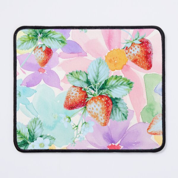 Item preview, Watercolor Strawberry and Pastel Floral Pattern designed and sold by creativerooney.