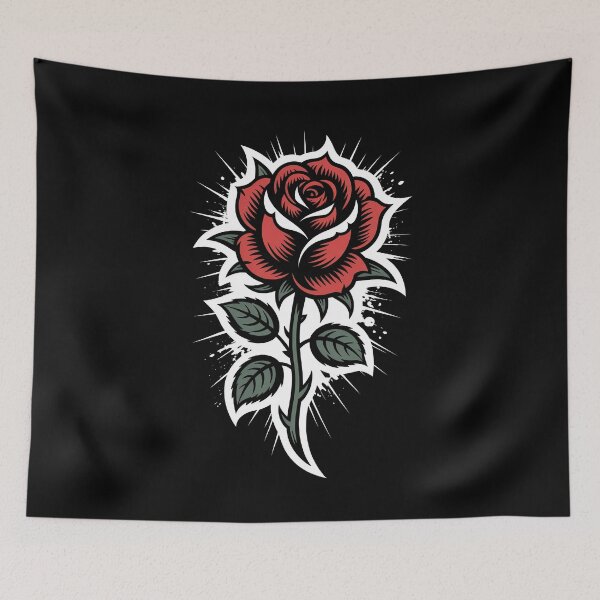 Item preview, Single Rose Gothic Splatter Background Tattoo Dark Floral designed and sold by Say It With Ink.