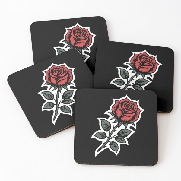 Item preview, Angled Single Red Rose Sticker Style Tattoo Art Floral designed and sold by Say It With Ink.