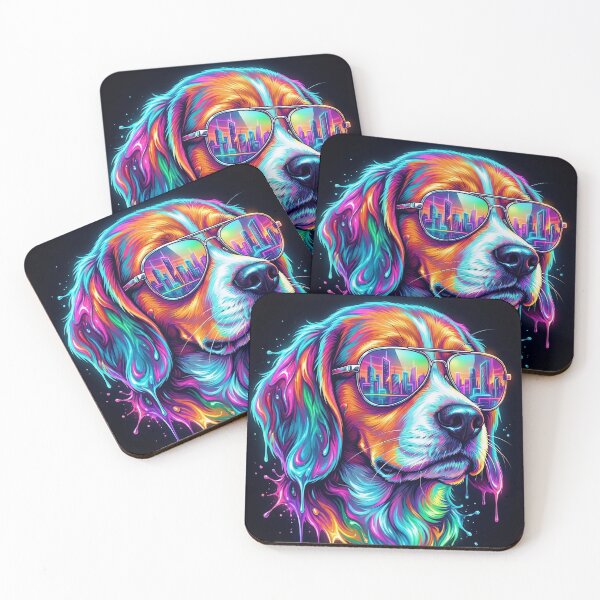 Artikelvorschau, Neonfarbener Regenbogenhund mit Sonnenbrille entworfen und verkauft von Kavin786.